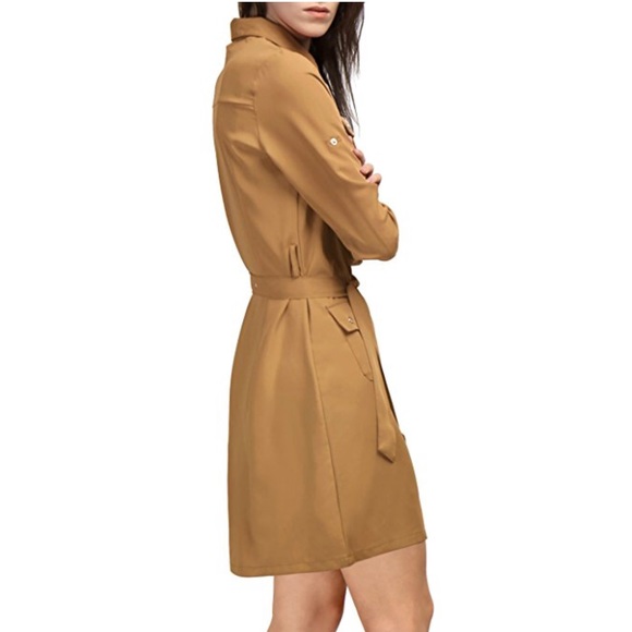 Cargo Utility Pockets Zip Up Belted Shirt Dress - Picture 6 of 8